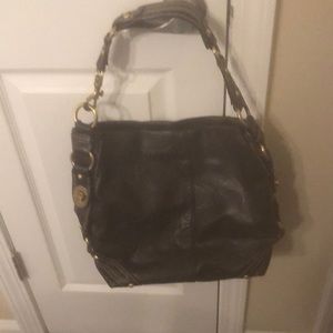 Coach black leather shoulder bag